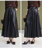 Leather maxi skirt with belt
