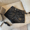 Black High-Waisted Coated Shorts for Women