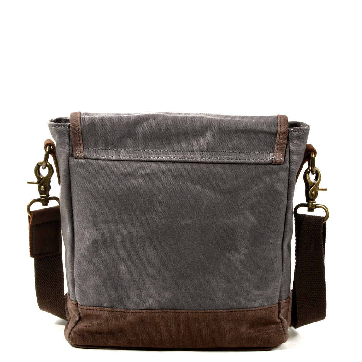 Small Canvas Messenger Bag with Top-Grain Cowhide Leather Trim