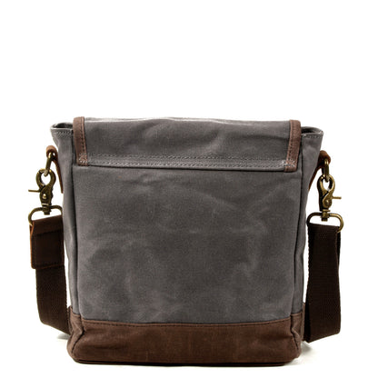 Small Canvas Messenger Bag with Top-Grain Cowhide Leather Trim