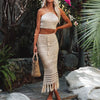 Women crochet halter top long skirt set