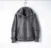 Men’s Real Shearling Fur Leather Winter Jacket with Hood
