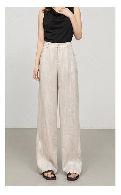 Natural beige wide leg trousers for warm days