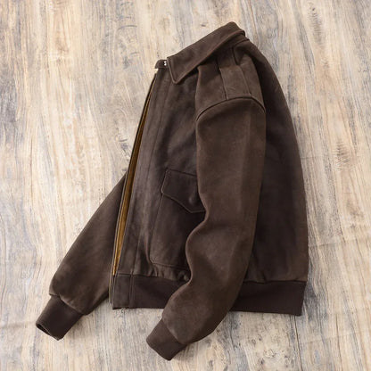 Men Brown A2 Cowhide Flight Leather Jacket