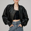 Women’s Genuine Leather Bomber Jacket Retro Baseball Style Coat