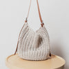 Woven Summer Shoulder Beach Bag with Leather Base