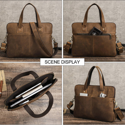 Coffee Brown Leather Office Messenger Bag