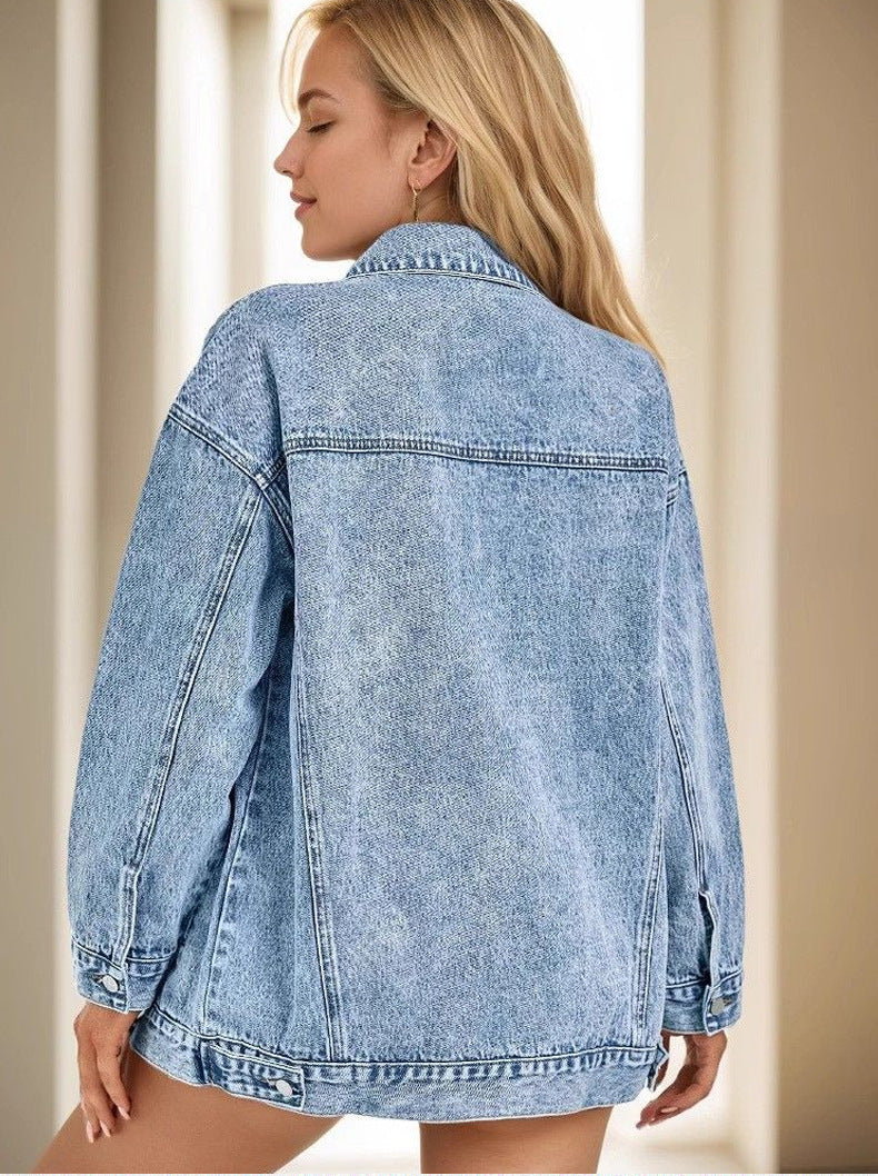 Women's Oversized Drop Shoulder Denim Coat