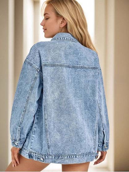Women's Oversized Drop Shoulder Denim Coat