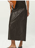 Women’s Leather Maxi Skirt with Embroidered Hollow Detailing