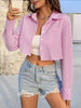 Solid Button Front Crop Shirt