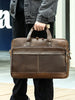Genuine Leather Laptop Office Bag Briefcase with Trolley Sleeve