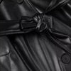 Women’s Faux Leather Belted Trench Coat Long Jacket