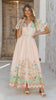 Floral linen belted button front summer maxi