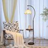 Vintage arc floor lamp with storage shelf