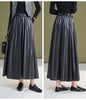 Leather maxi skirt with belt