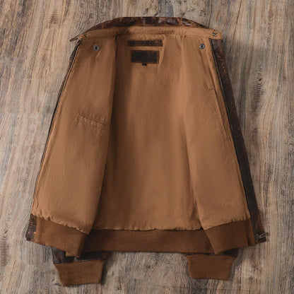 Mens Distressed Oil Wax Cowhide Leather Jacket