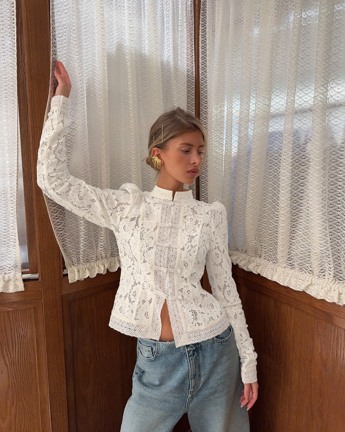 Summer Lace Crochet Slim Fit Blouse for Women