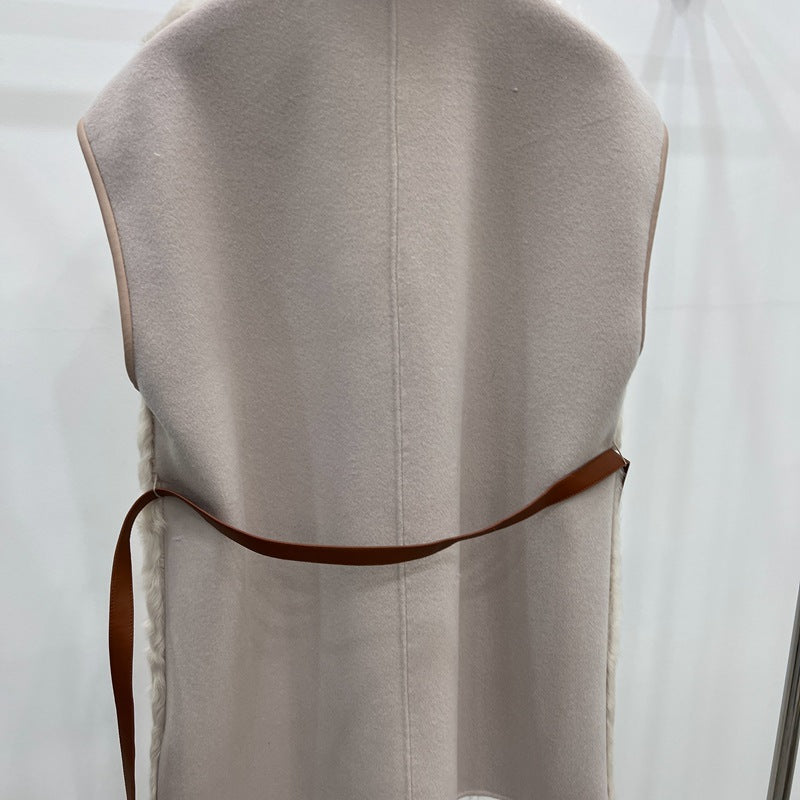 Reversible Women Sheepskin Fur And Cashmere Vest