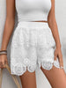 Women's lace trim mid waist straight shorts