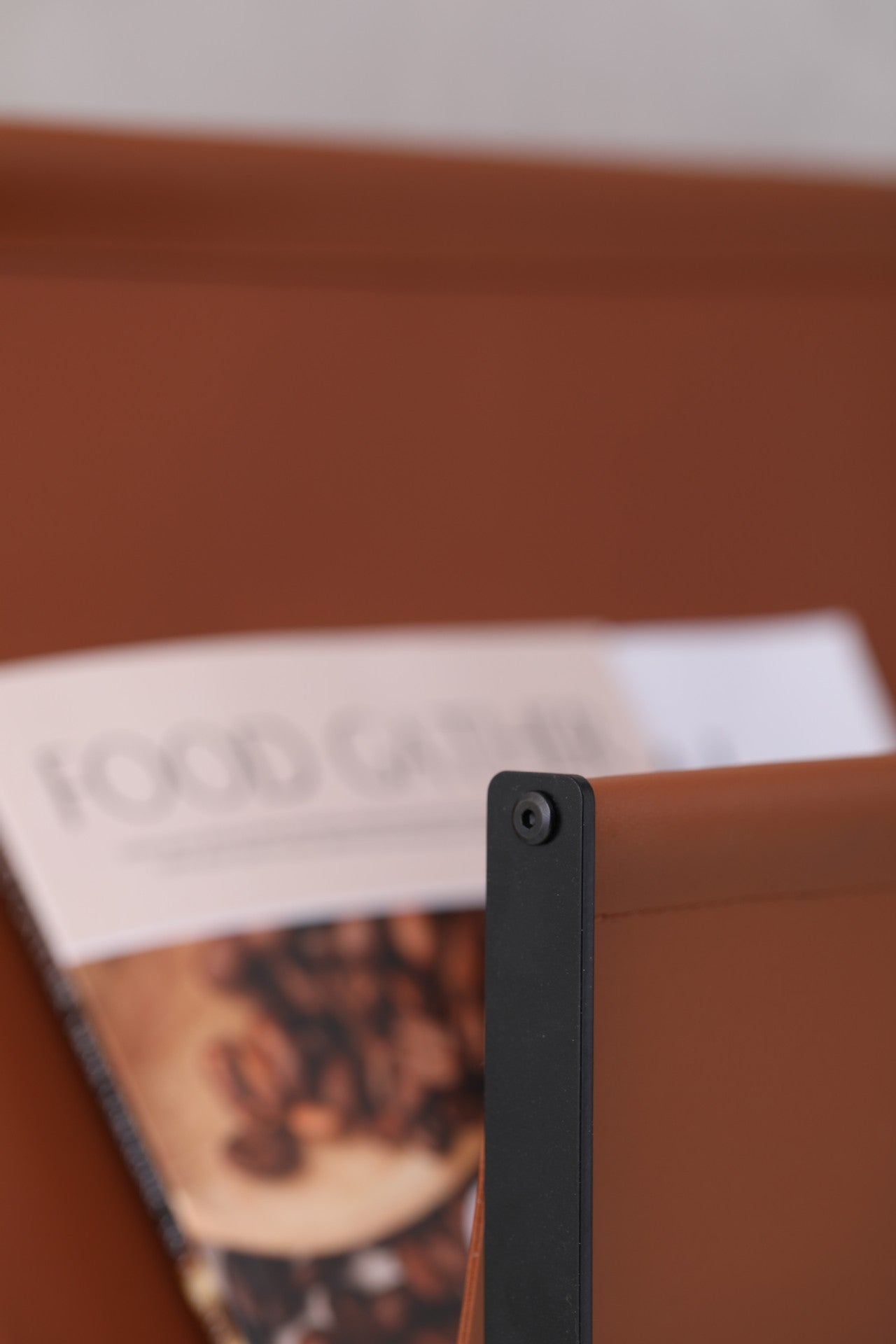 Modern leather metal magazine rack stand