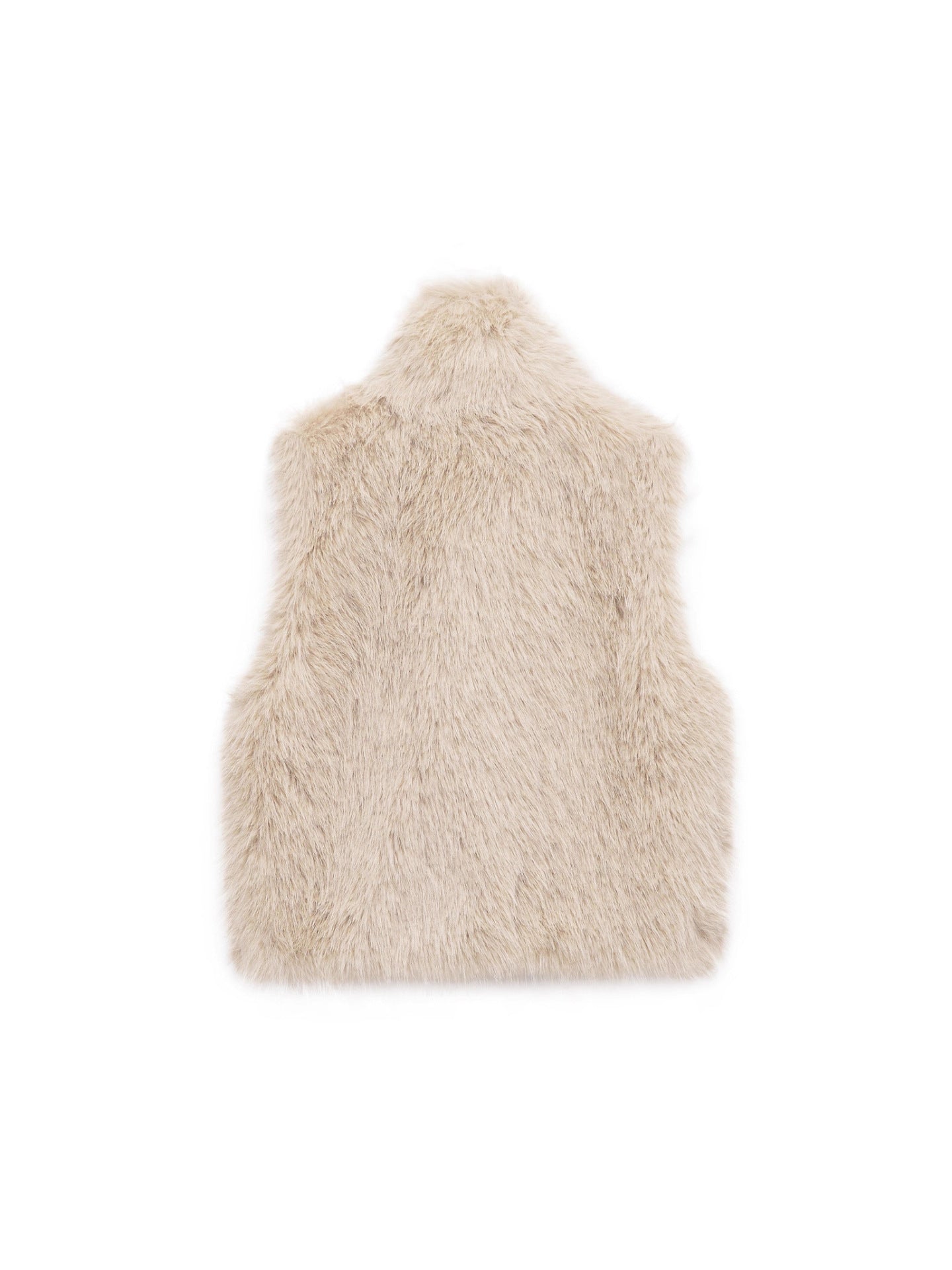 Women faux fur stand collar zipper vest