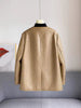 Leather Woven Jacket for Women Loose Fit Suit Style Blazer