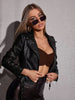 Women’s PU Leather Motorcycle Jacket Slim Fit