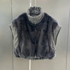 Reversible Mink Fur Down Vest Short Turtleneck
