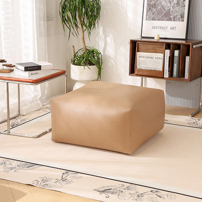 Faux Leather Pouf Ottoman Cover for Relaxed Floor Seating