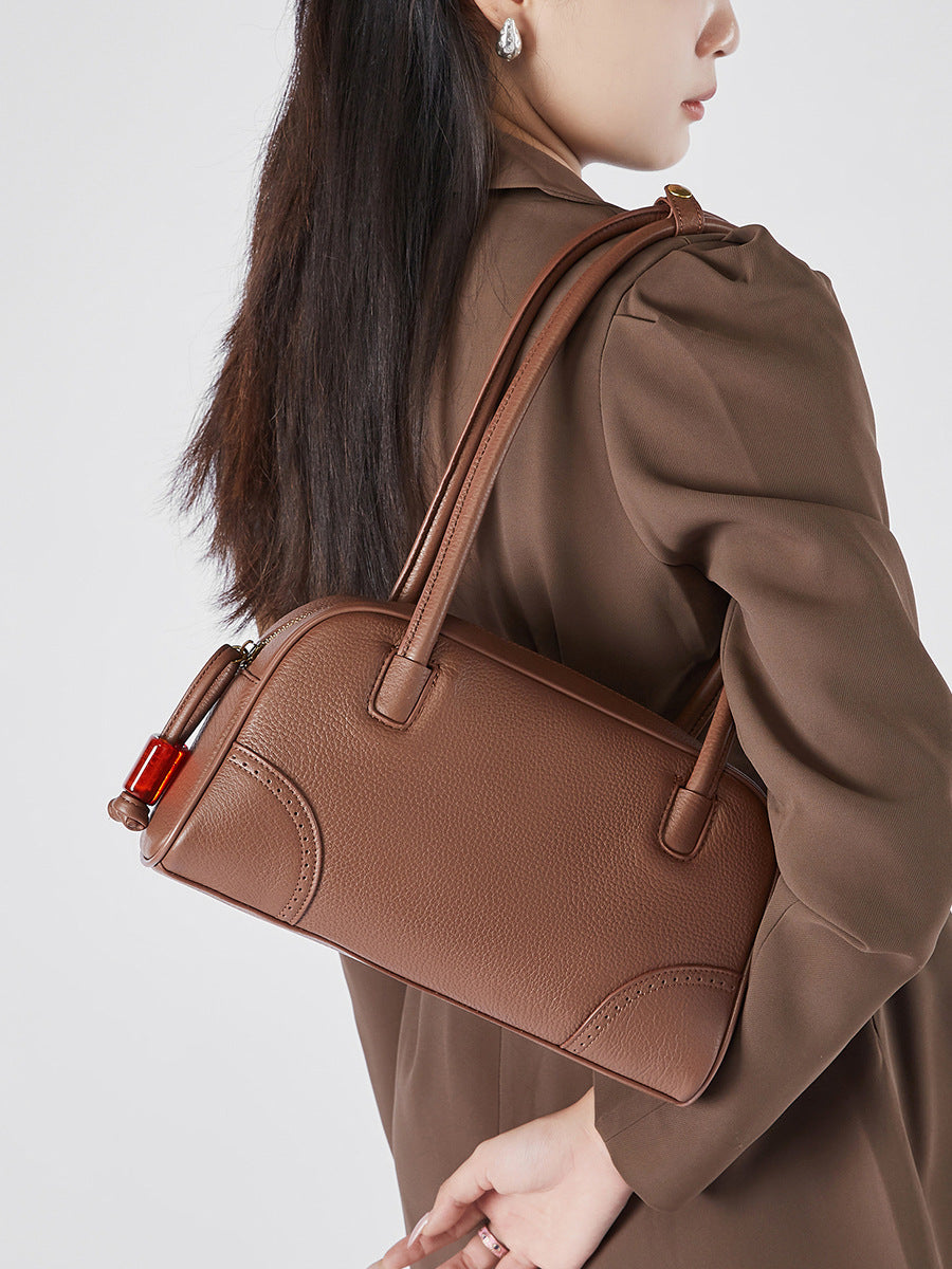 Women's Leather Shoulder Bag with Long Strap