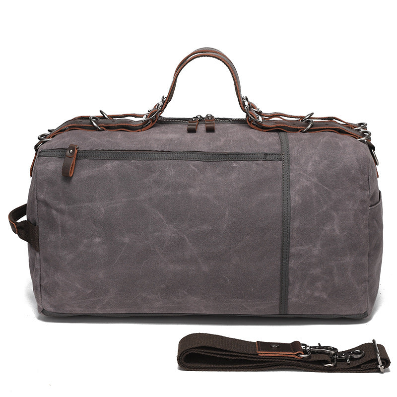 Canvas Duffle Bag with Washed Finish and Top-Grain Cowhide Leather 2