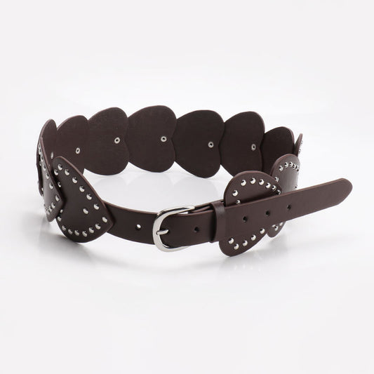 Heart studded punk waist belt for women