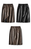 Women’s Sheepskin Midi Leather Skirt with Front Slit