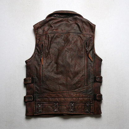 Men’s Genuine Leather Biker Motorcycle Vest