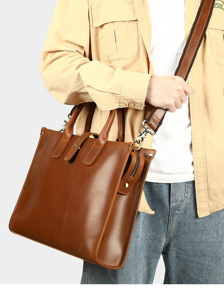brown briefcase leather crossbody bag