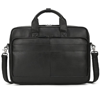 Genuine Leather Carry-On Office Bag with Trolley Strap