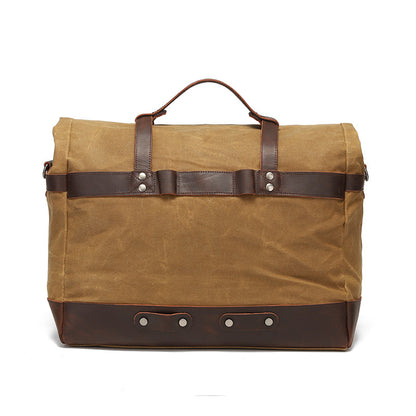 Canvas Shoulder Bag with Top-Grain Cowhide Leather