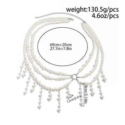 Multi-Layer Faux Pearl Bikini Chest Chain Set