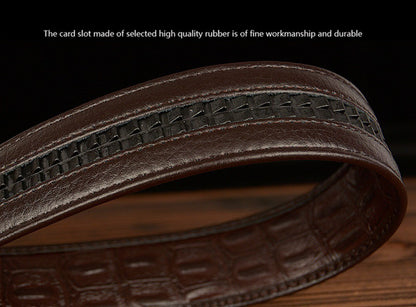 Men’s Leather Belt with Intertwined Crocodile Buckle
