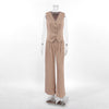 Women’s Pinstripe Two-Piece Vest and Wide-Leg Trouser Set