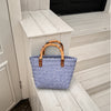 Woven Summer Tote Bag With Bamboo Handle