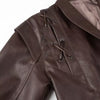 Faux Leather Jacket Women Belted Retro Wrap Style