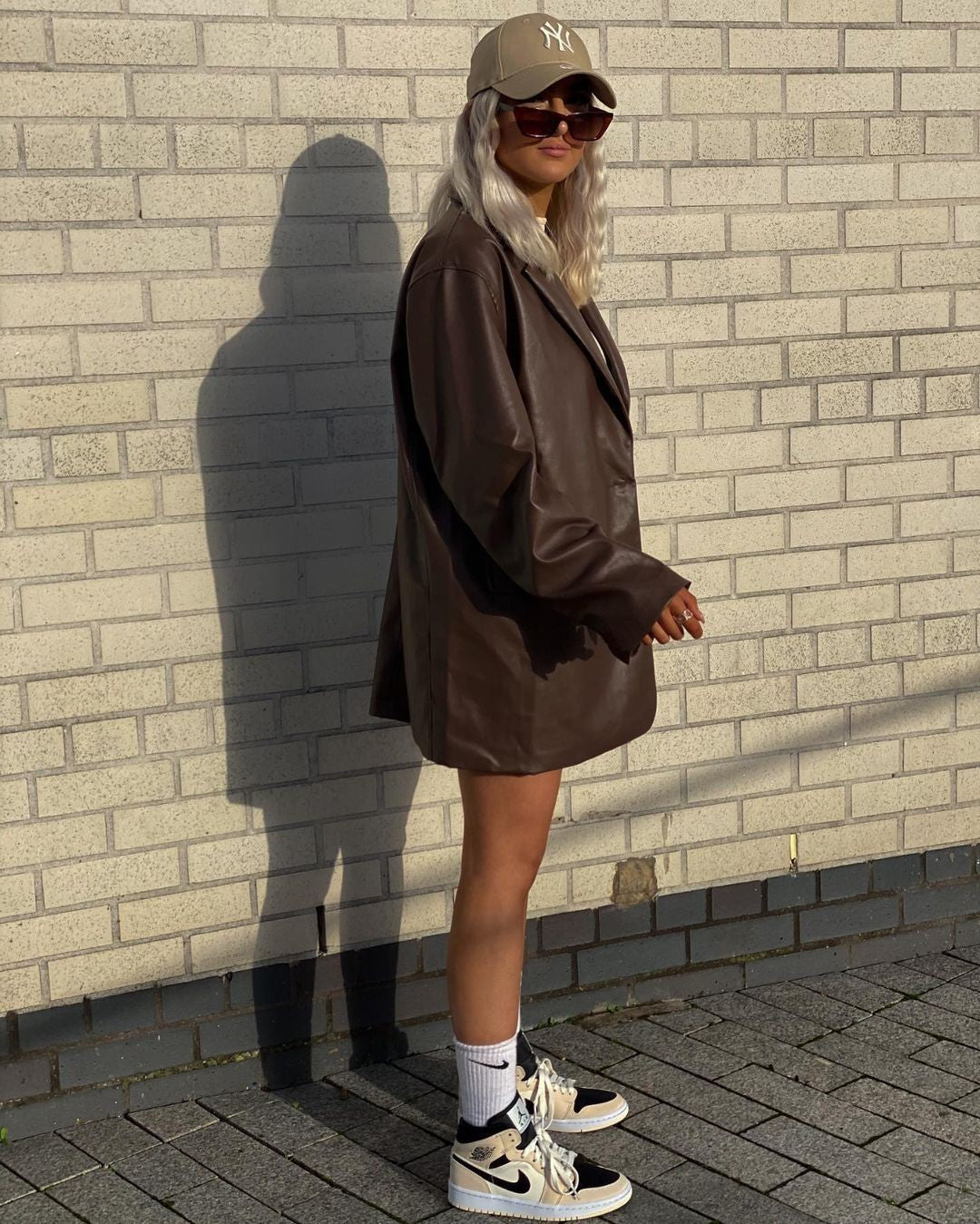 Women's faux leather blazer jacket