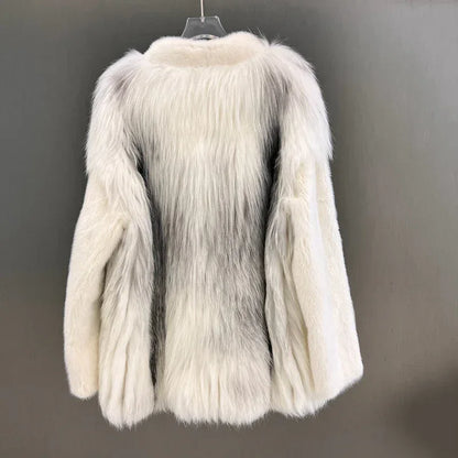 IN STOCK Women’s Mink and Real Fox Fur Coat Winter Jacket