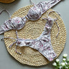 Women’s Floral Lace Trim Tie Side Bikini Set