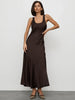 New satin maxi dress in cocoa brown