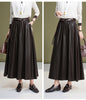 Leather maxi skirt with belt