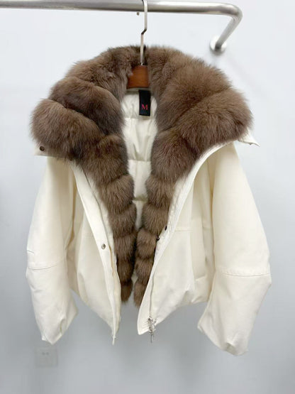 Fur Collar Jacket for Women with Detachable Fox Fur and Down 3 S