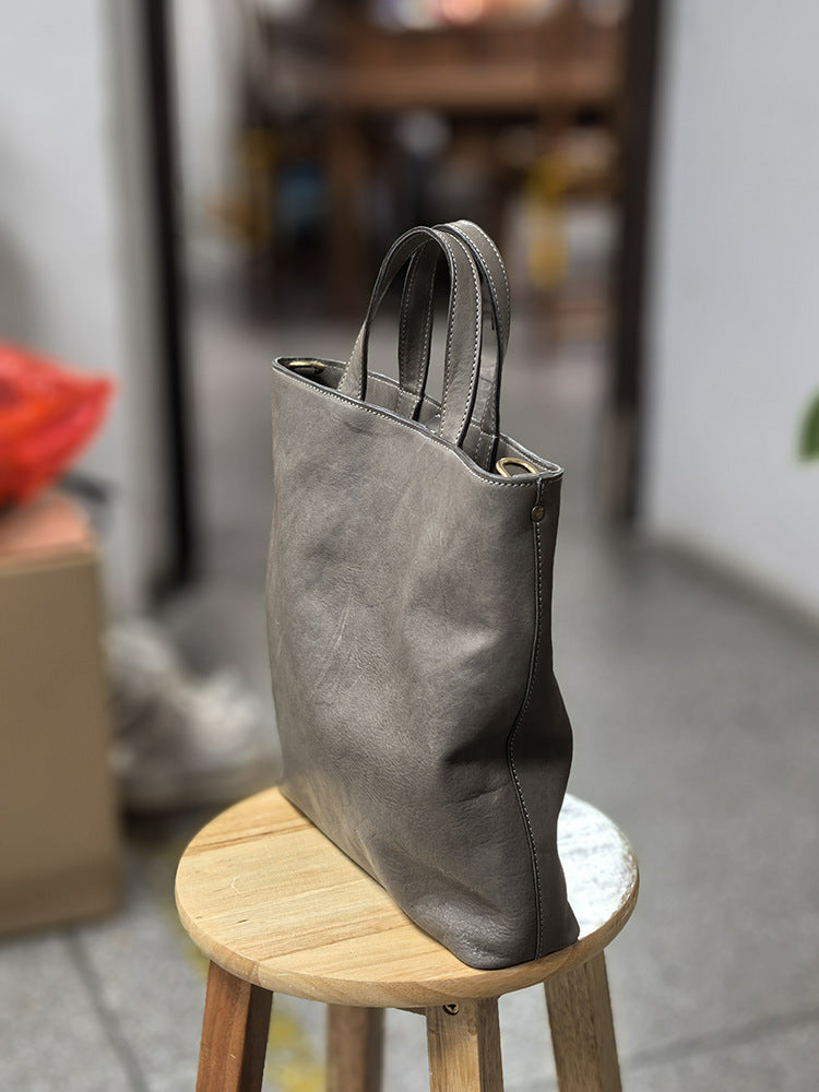 Top Grain Cowhide Leather Shoulder Purse with Brass Hardware